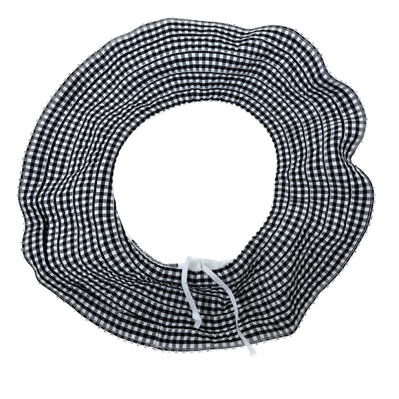 San Diego Hat Co Wide Brim Ribbon Sun Hat White Blue Gingham Check Cottagecore - Picture 7 of 9